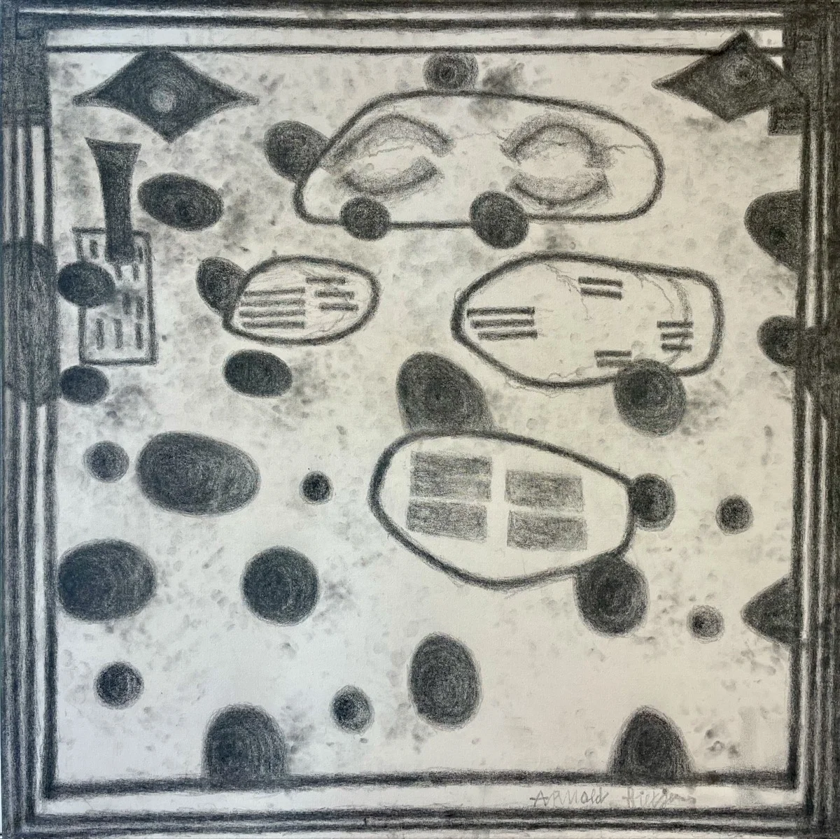 Wolken — schilderij door Arnold Fietje, 80 × 80 cm